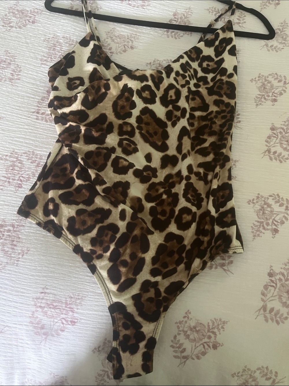 Lulu's Leopard Print One-Piece bodysuit in Brown and Cream